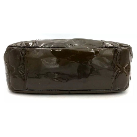 Coach Olive Green Patent Leather‎ Shoulder Bag Silver Hardware - Picture 5 of 8